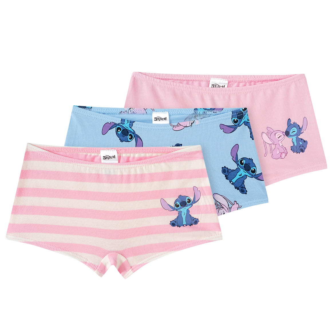 Topolino 3 Disney Stitch Pantys mit Prints rosa / cremeweiss / hellblau