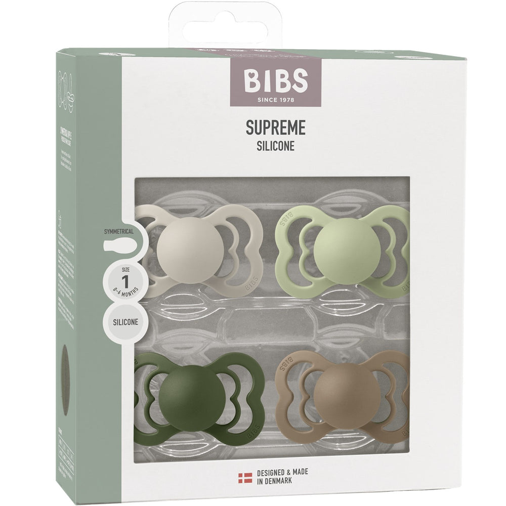 Køb Bibs Sand/Sage/Hunter Green/Dark Oak Sut Supreme 4-Pak Silikone
