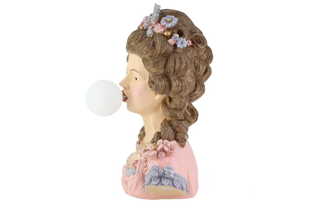 Handgefertigte Tischlampe LADY 60cm mehrfarbig Büste mit Lampenkugel