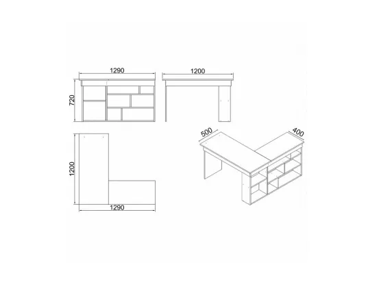 Bureau d'angle Rosaline en bois anthracite-chêne pour un espace de travail moderne