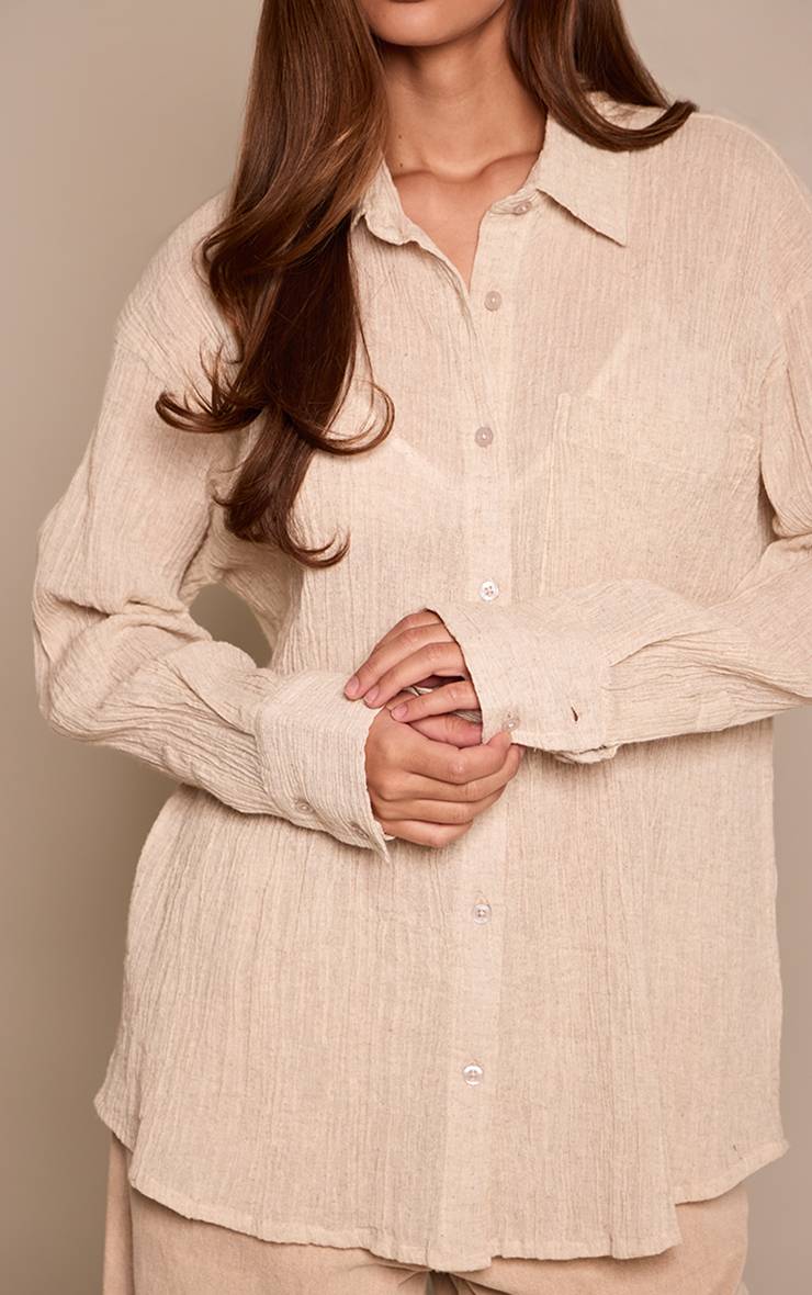 Crème Chemise Oversize Crème À Détail Poche Texturée