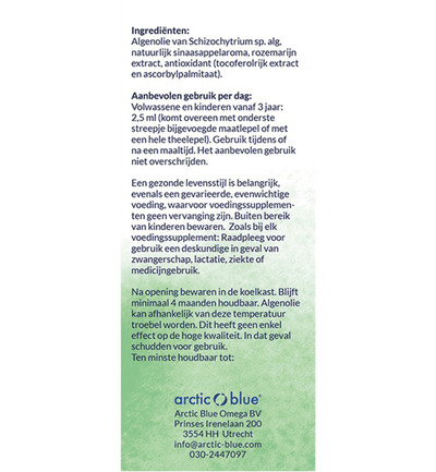 Arctic Blue Omega 3 Pure Algenolie Epa & Dha (150 ml)