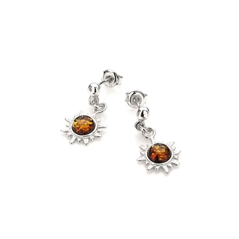 Boucle d'oreille argent 925 Ambre veritable de la mer Baltique