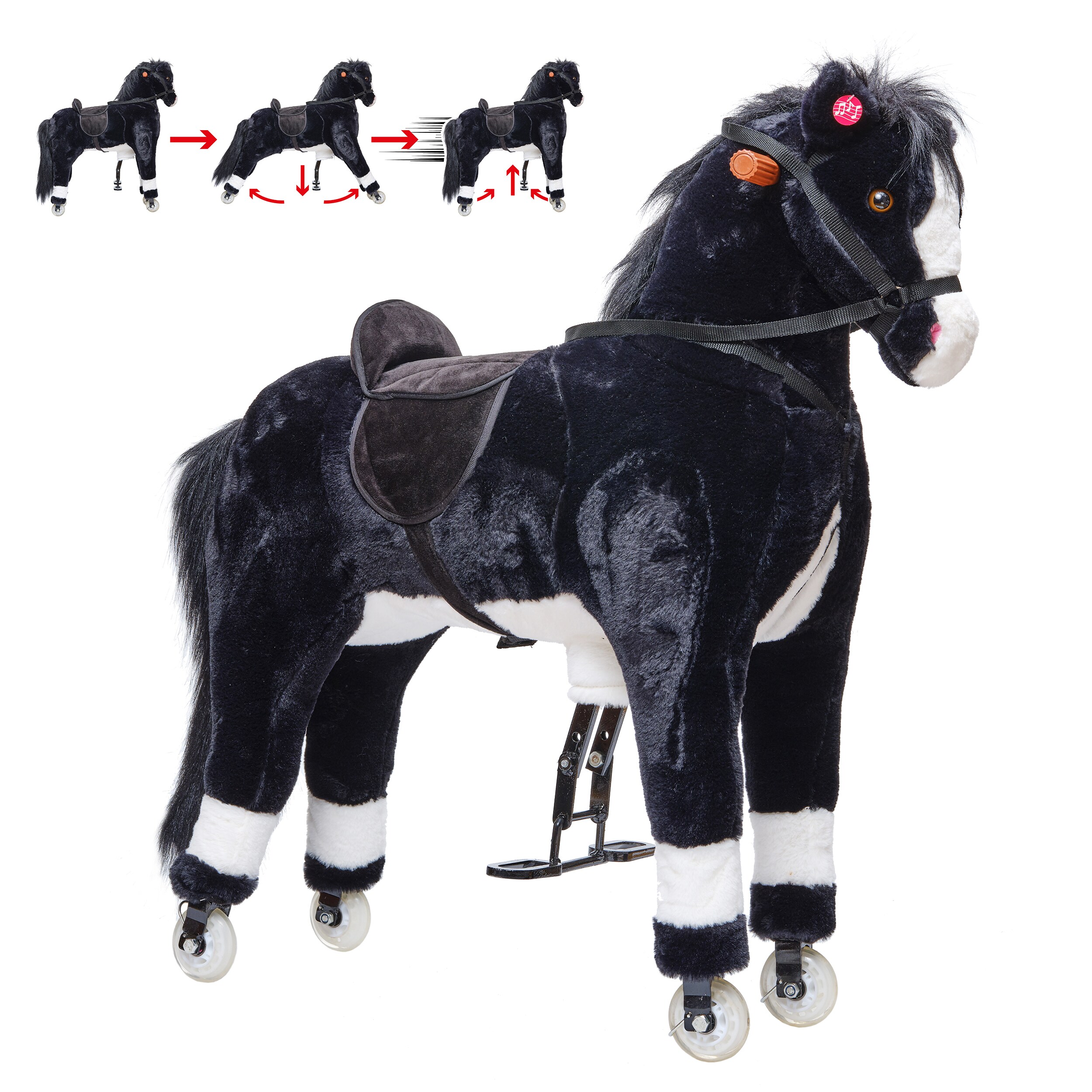 Pink Papaya Reitpferd auf Rollen Paco - 90 cm