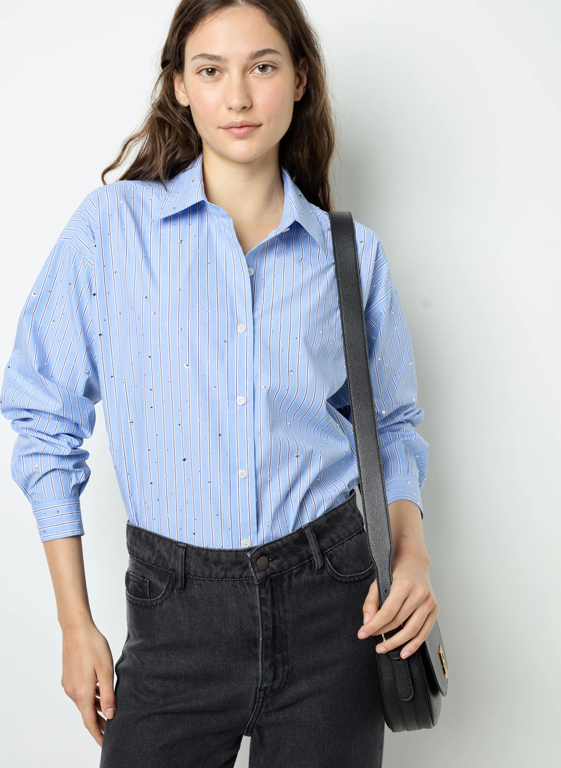 BALLIE - Chemise droite col classique en coton | Bleu