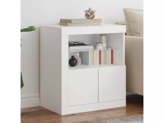Buffet avec lumières LED blanc 60,5x37x67 cm