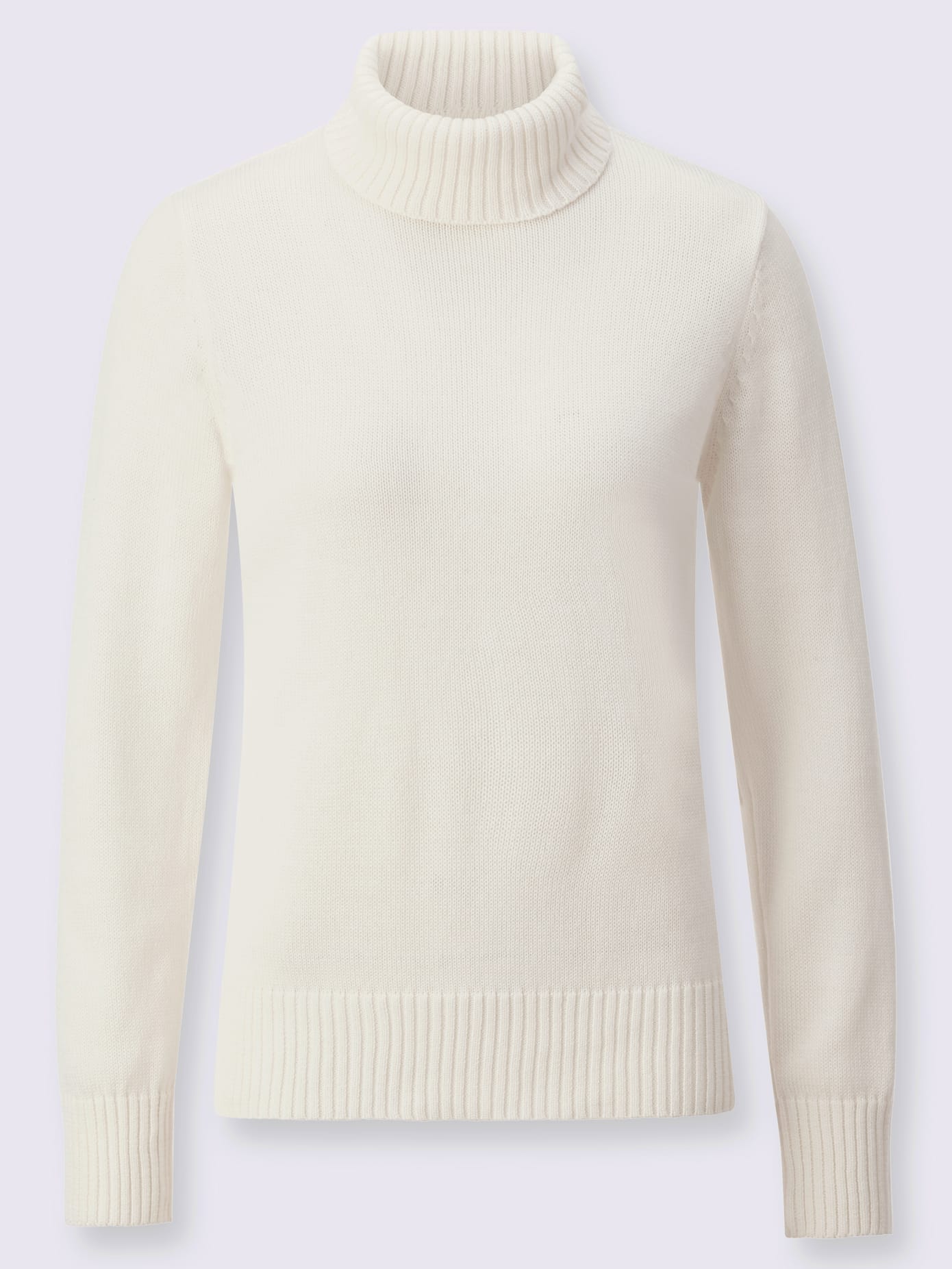 Pull femme col roulé manches ourlet avec finitions côtelées