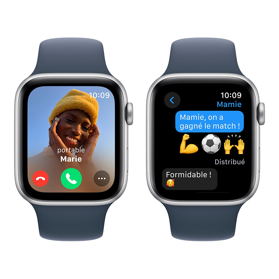 Apple Watch SE GPS + Cellular (2023) (Argent - Bracelet Sport Band Bleu orage) - 44 mm - Taille M/L