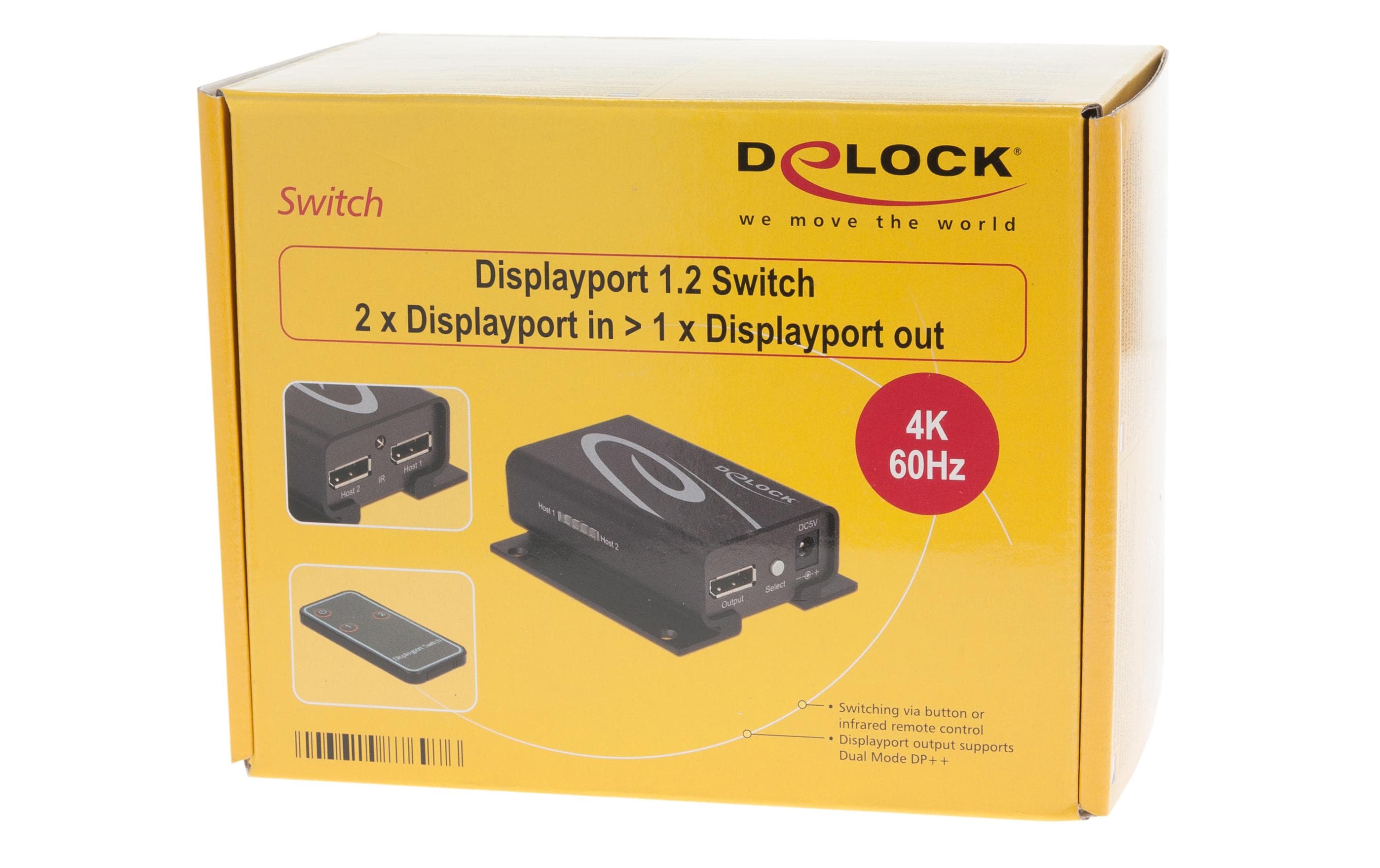 Switchbox Displayport, 2 Port, 4K support<br>Displayport Switchbox mit DP++ und 4K support