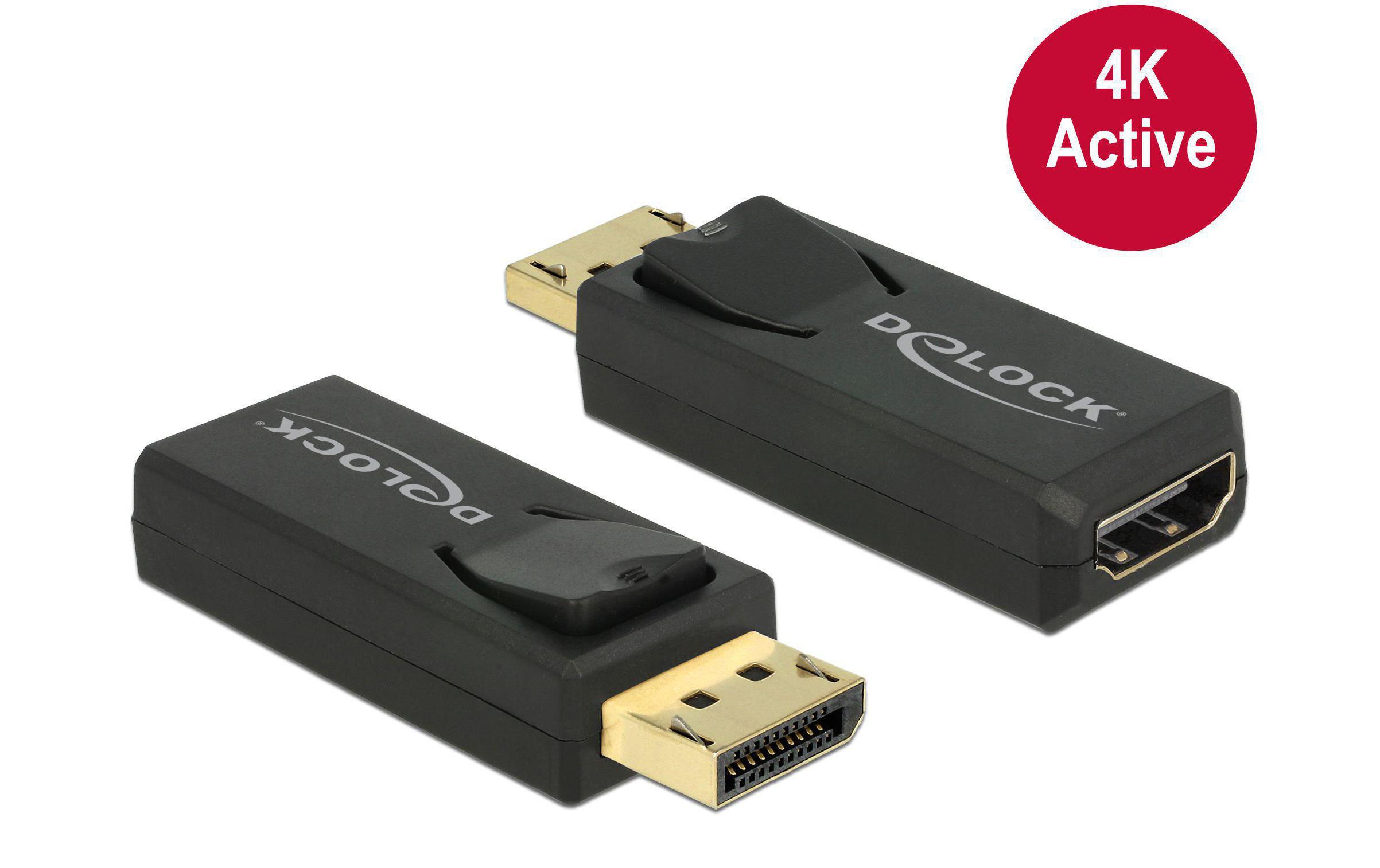 Adapter Displayport - HDMI aktiv, 4K, schwarzDisplayport zu HDMI Adapter