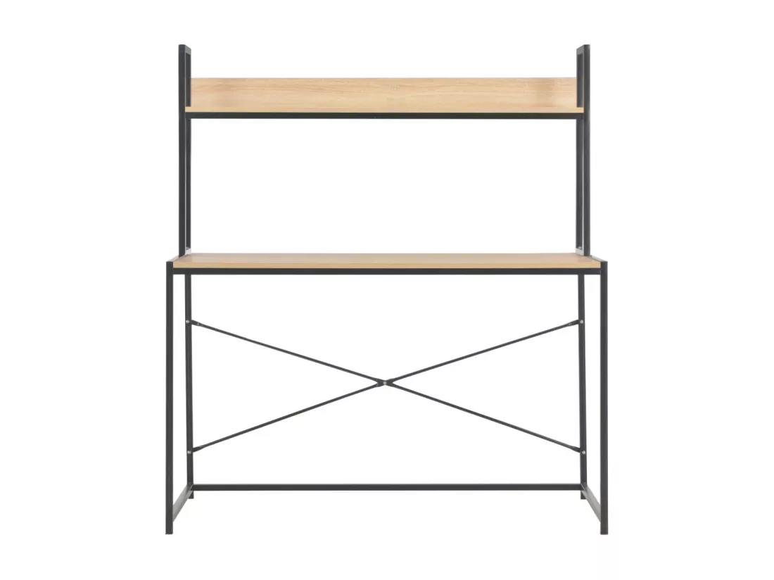 Bureau d'ordinateur Noir et chêne 120 x 60 x 138 cm