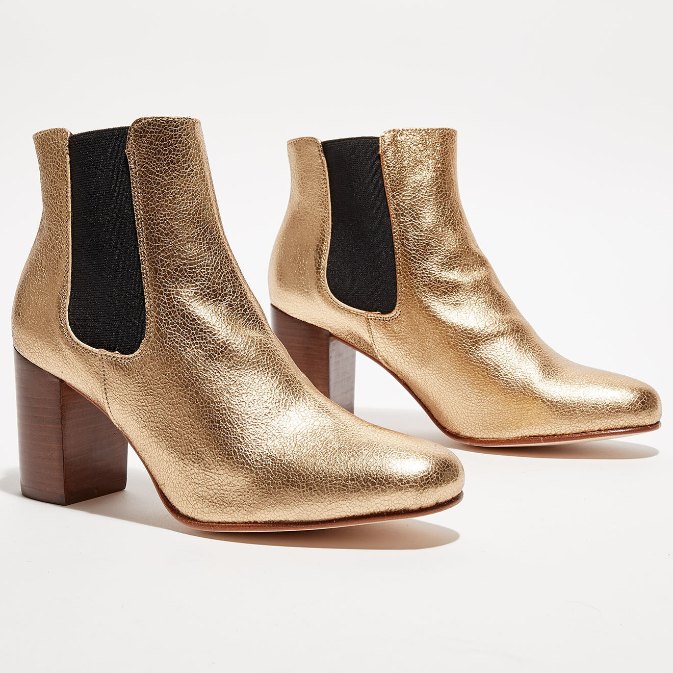Anaki Chelsea Boots en Cuir Angele dorées - Talon 6,5 cm