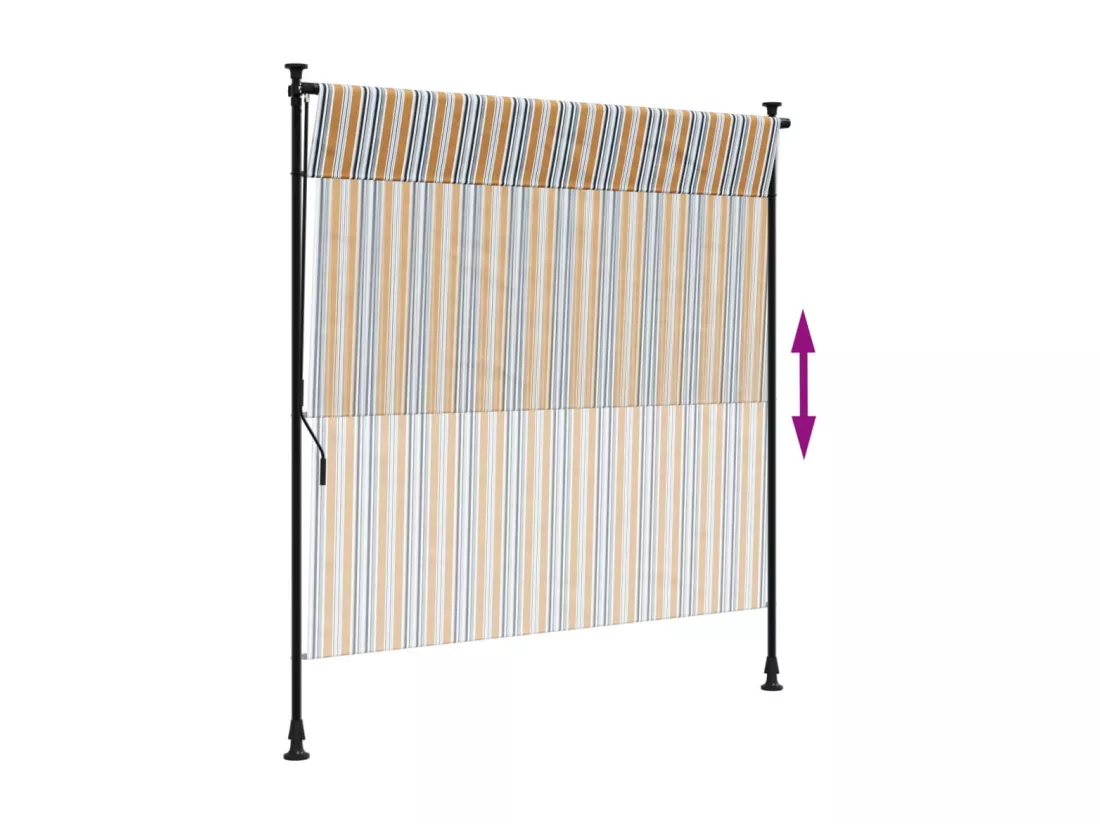 Store roulant d'extérieur jaune et blanc 200x270 cm tissu acier