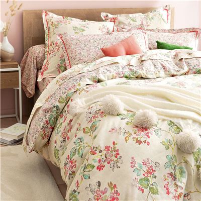 Linge de lit fleurs façon papier peint - BECQUET CRÉATION