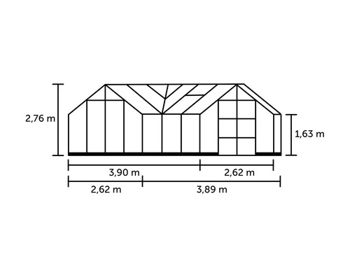 Greenhouse Halls Garden Room, veiligheidsglas 3 mm, 389 x 391 cm, zwart