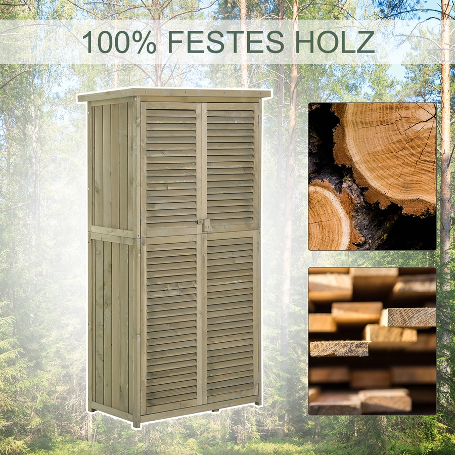 Outsunny Geräteschuppen mit 4 Fächer grau