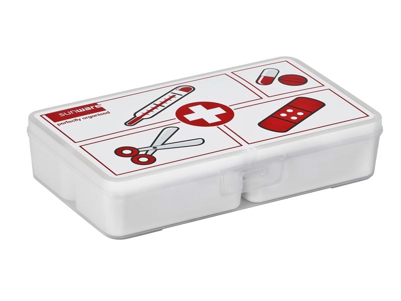 Sigma Home Erste Hilfe Box mit 4 Einteilungen Weiss First Aid Box