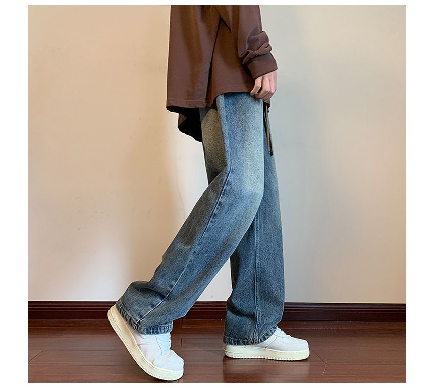 POSI - Mid Rise Washed Wide Leg Jeans