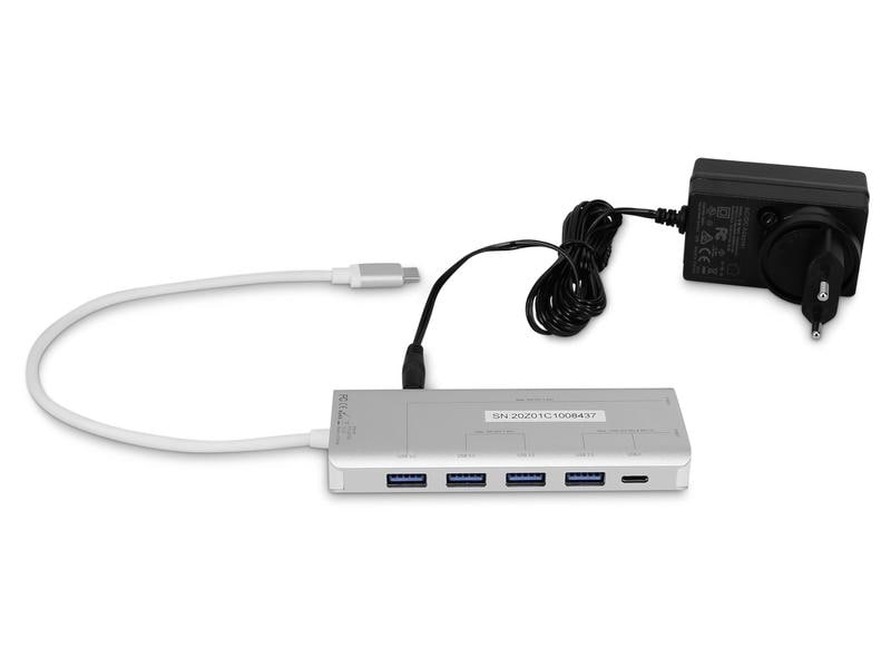 LMP USB-Hub USB Type-C – USB-A 3.0, USB -C Grau USB-Hub mit 3x USB-C und 4x USB-A Eingängen