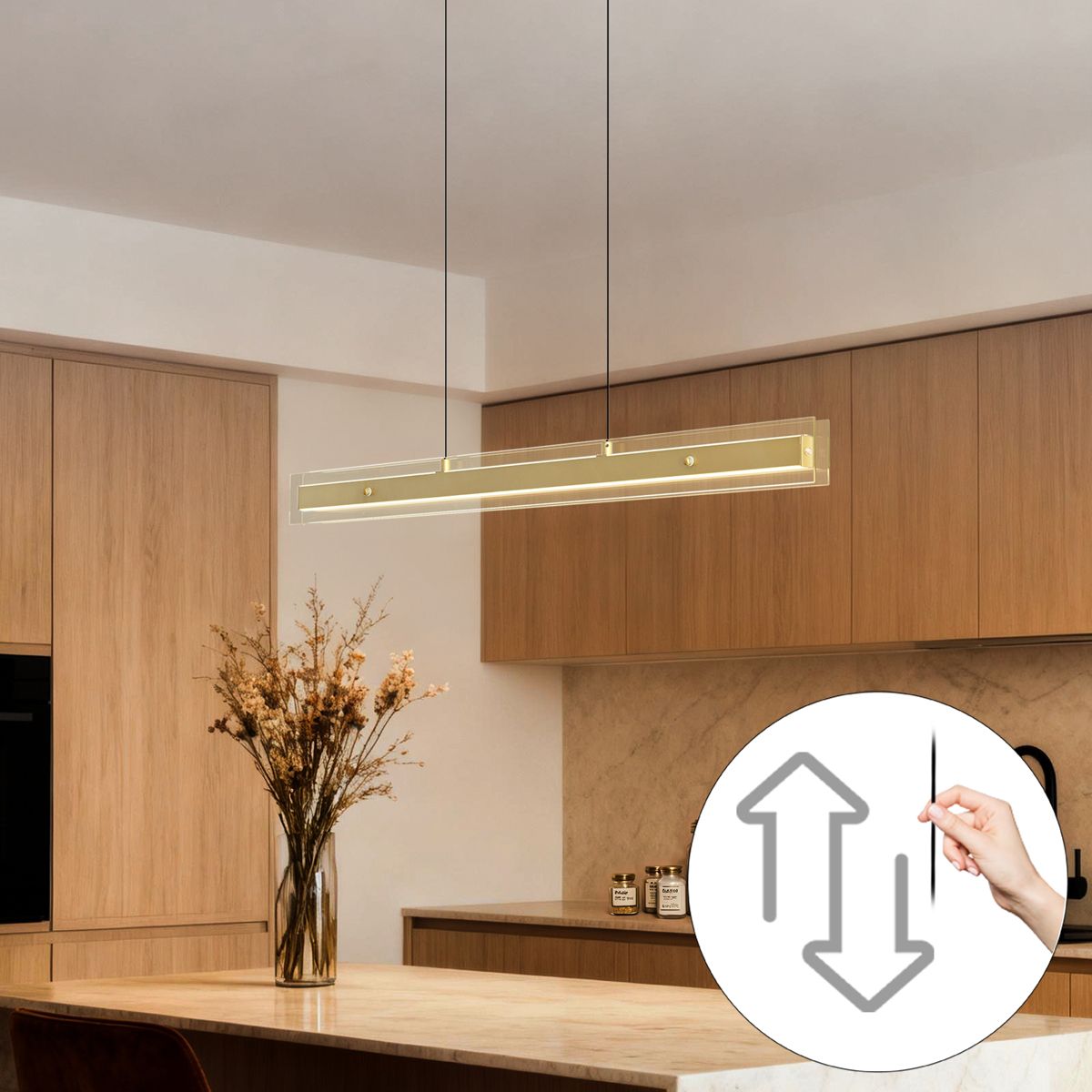 Moderne hanglamp messing met helder glas - Catch