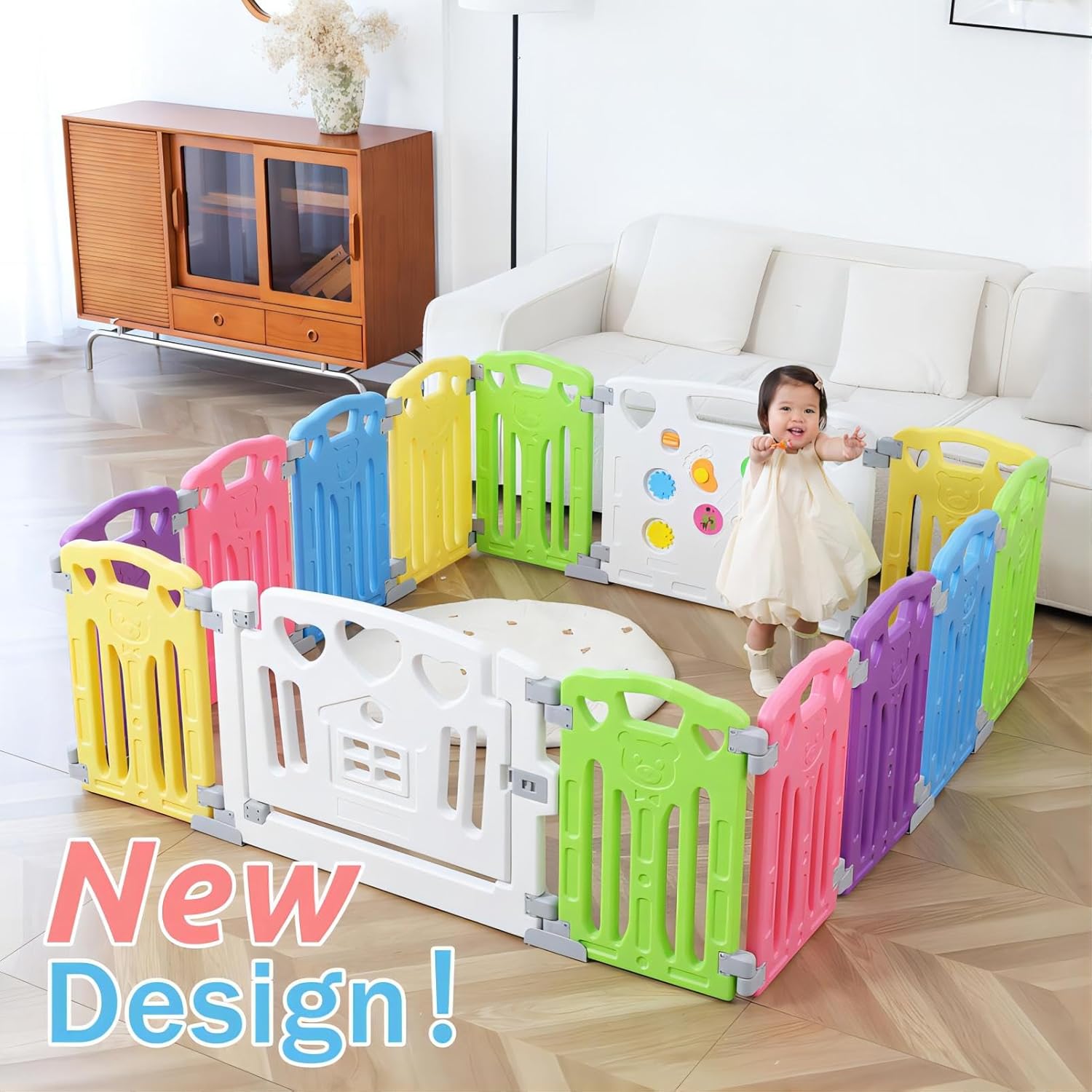 Gupamiga Parc Bebe Modulable 150 x 180 cm, Parc Enfant, Parc de Jeux Bébé, Blanc
