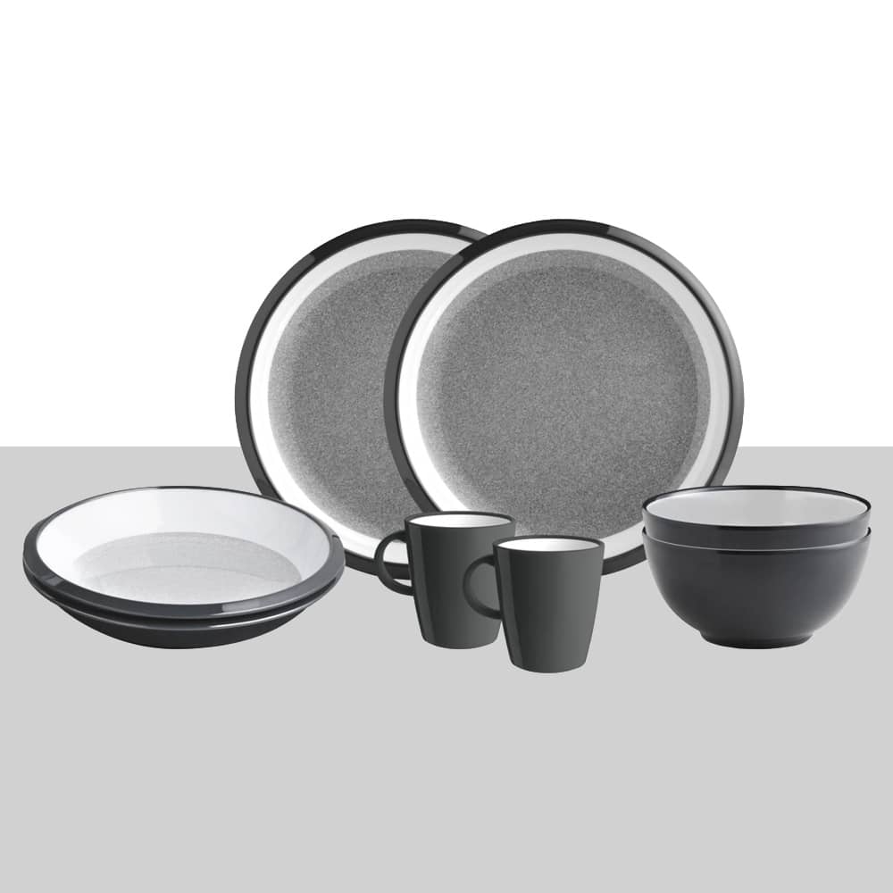 Lot de vaisselle Brunner 8 pièces Granyte mélamine Tête-à-Tête