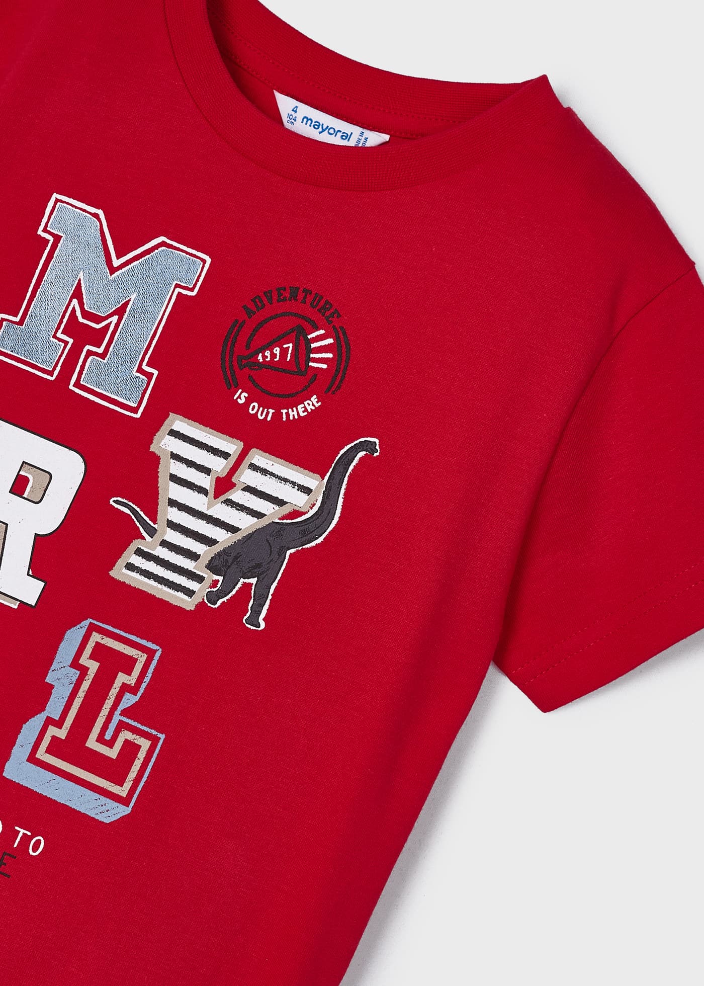 Camiseta infantil masculina em algodão sustentável com estampa.
