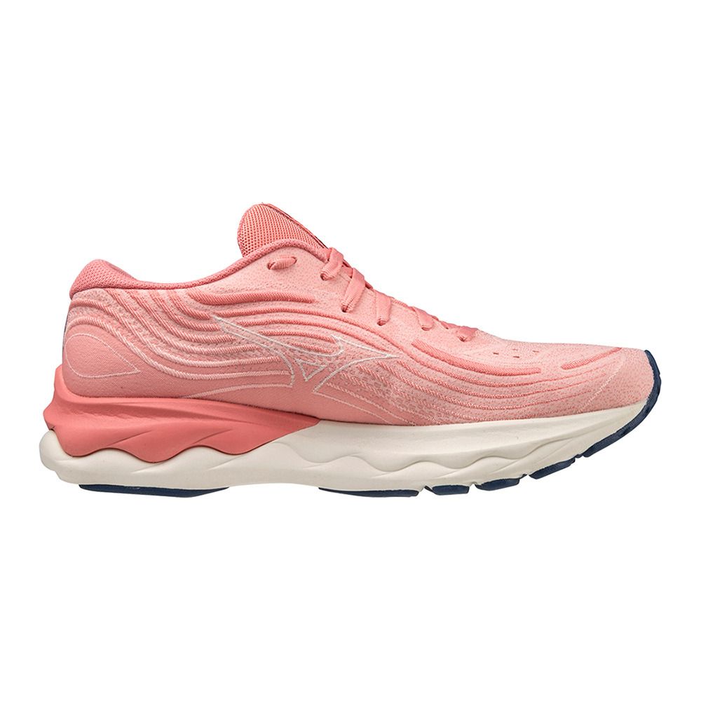 Mizuno WAVE SKY RISE 4 - Chaussures running Femme peach bud/vaporous gray/p.blossom