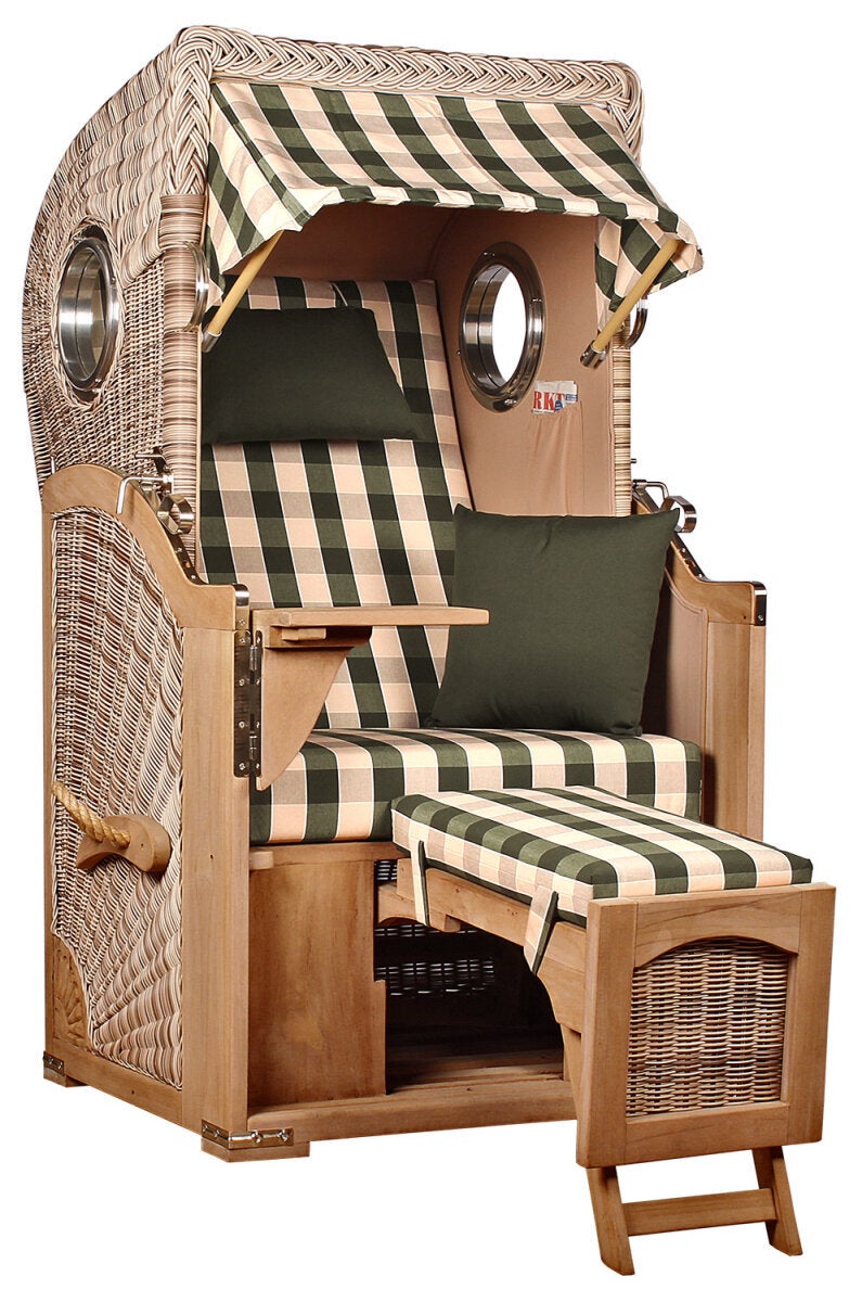Strandstoel Rantum enkele patrijspoort teak PE schelp design 506