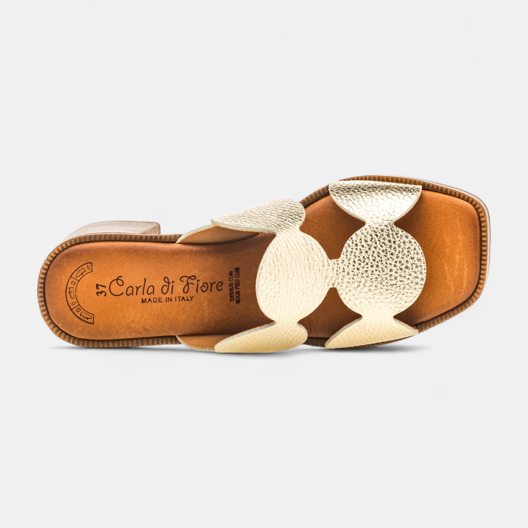 Mules à talon Femme en cuir or