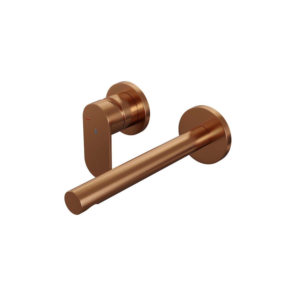 Brauer Copper Edition ColdStart wastafelkraan inbouw rechte uitloop en rozetten model C2 koper geborsteld PVD