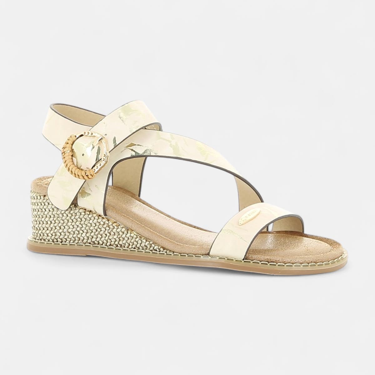Nu-pieds à talon compensé Femme beige
