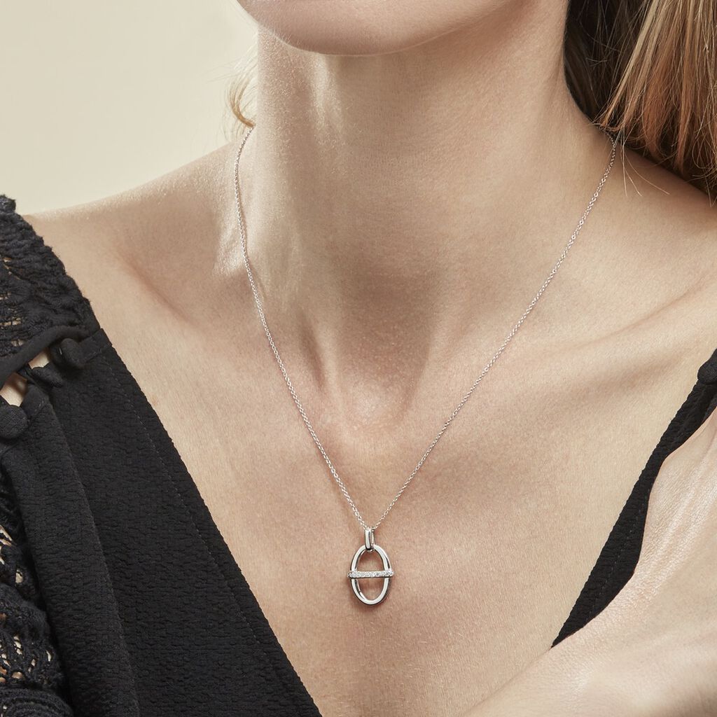 Collier Argent Sabri Oxydes De Zirconium