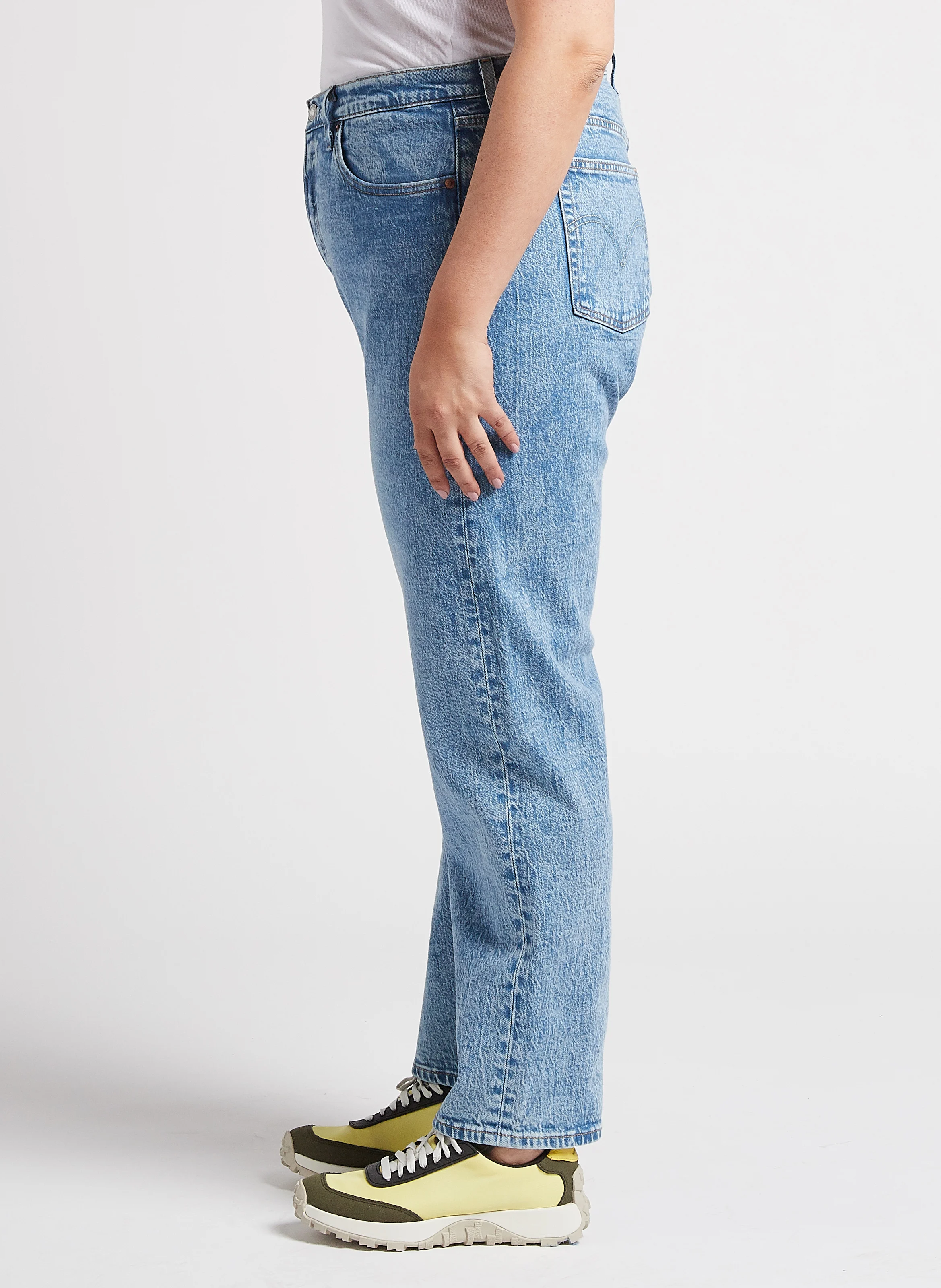 PL 501 JEANS FOR WOMEN - Jean droit délavé en coton mélangé | Jean Délavé