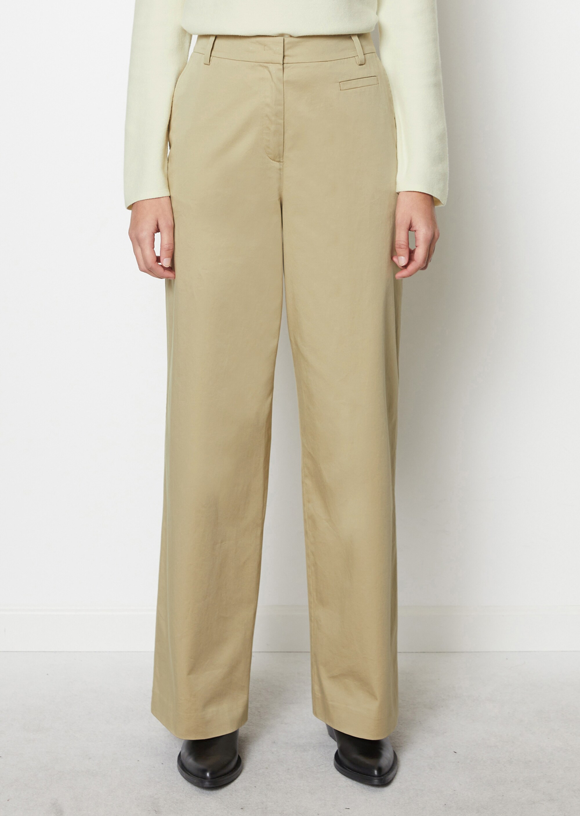 Wide Leg Pantsaus Baumwoll-Satin-Stretch