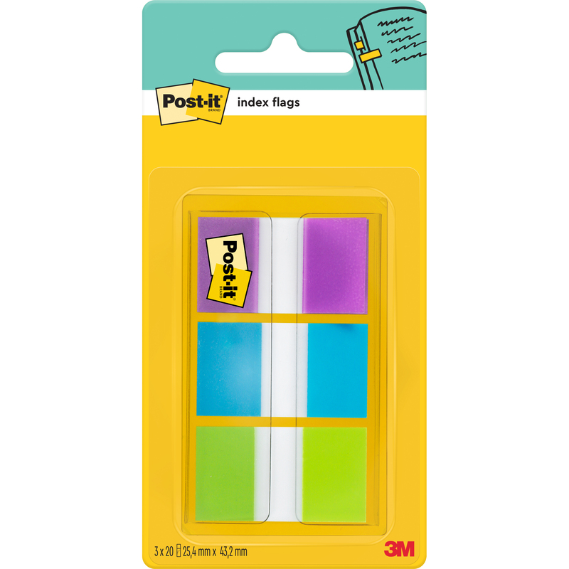 Post-it Index, 25.4 x 43.2 mm, 3 x 20 Blatt