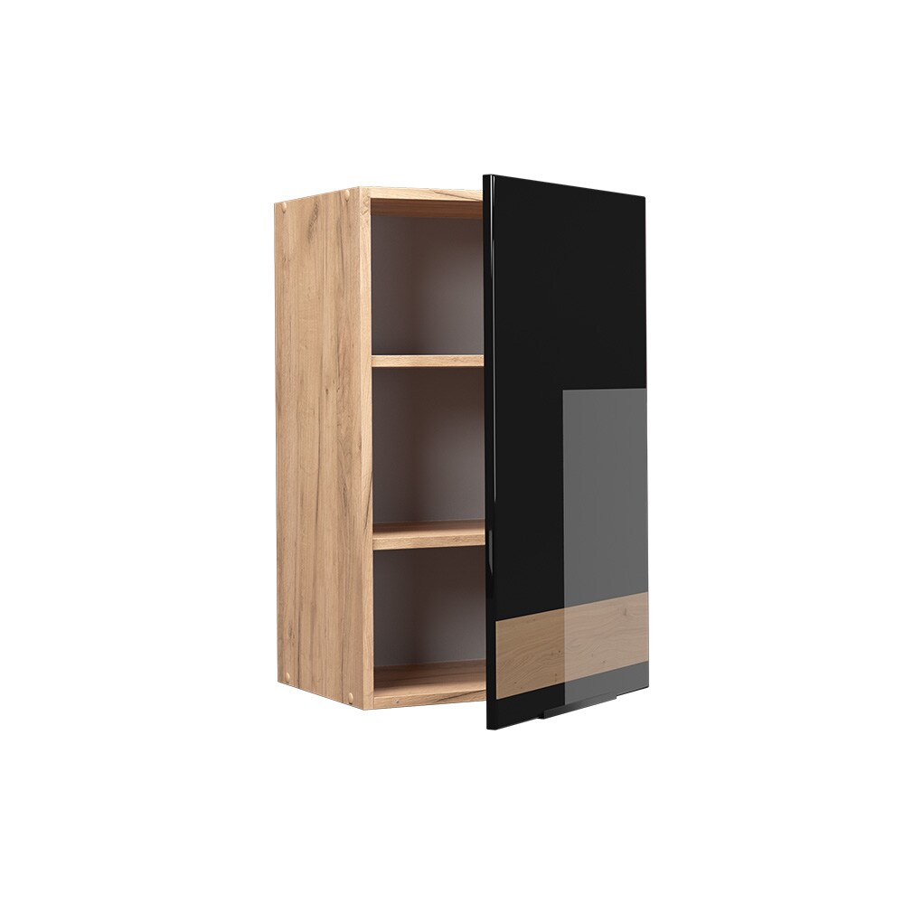 Vicco Hängeschrank Küchenschrank Küchenmöbel Fame-Line Eiche Schwarz 45 cm modern Hochglanz