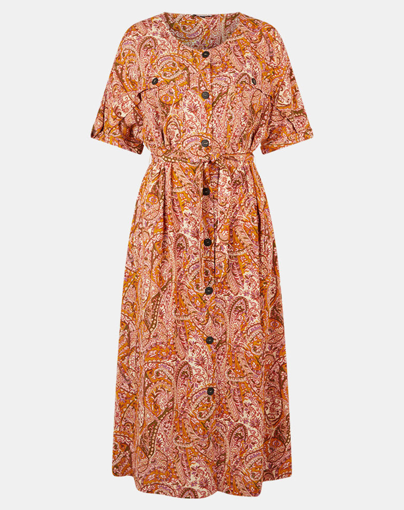 Galeries Lafayette Robe fluide boutonnée Roxane imprimé fantaisie multicolore