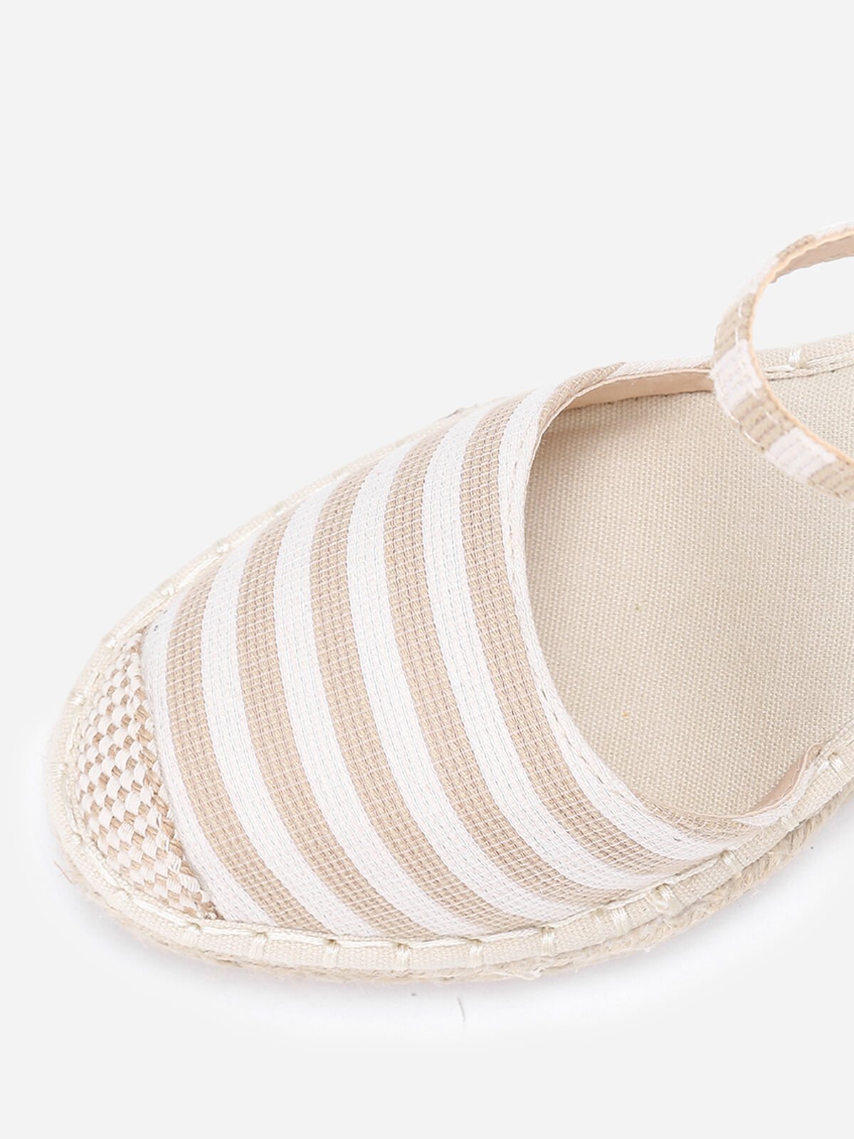 Espadrilles compensées à rayures- Taupe