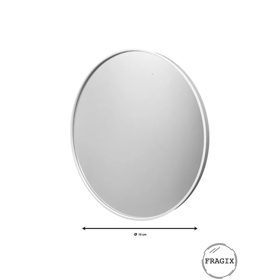 Fragix Boston wandspiegel rond - Wit - Metaal - Ø75cm