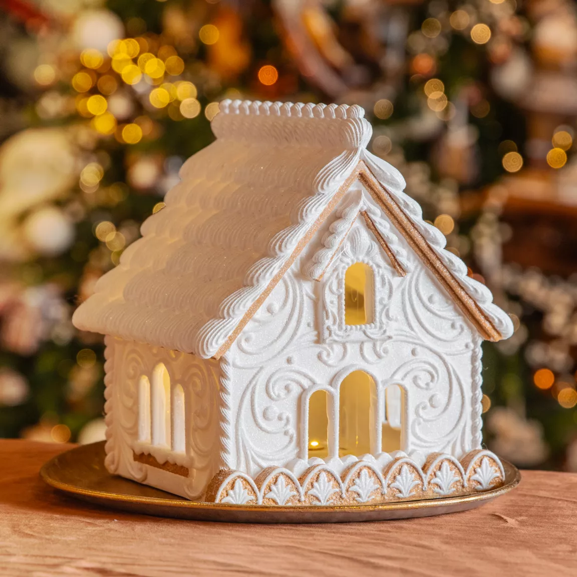 Maison lumineuse à piles (H10 cm) Gâteau à la crème Blanc chaud