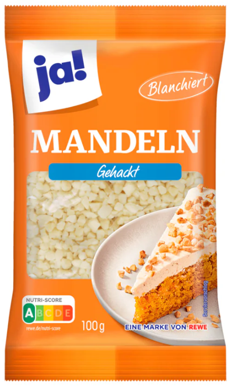 ja! Mandeln gehackt 100g MHD:30.6.25