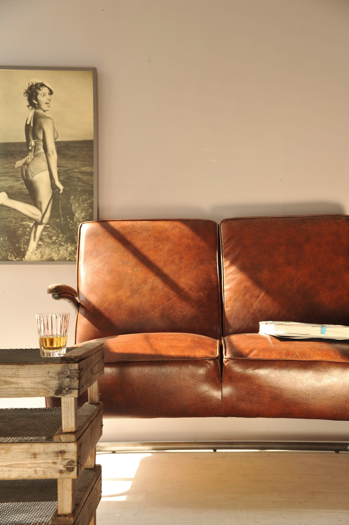 Ledercouch 'Joe Fendt', braun, B 115 cm, H 92 cm, T 85 cm von fischer's lagerhaus