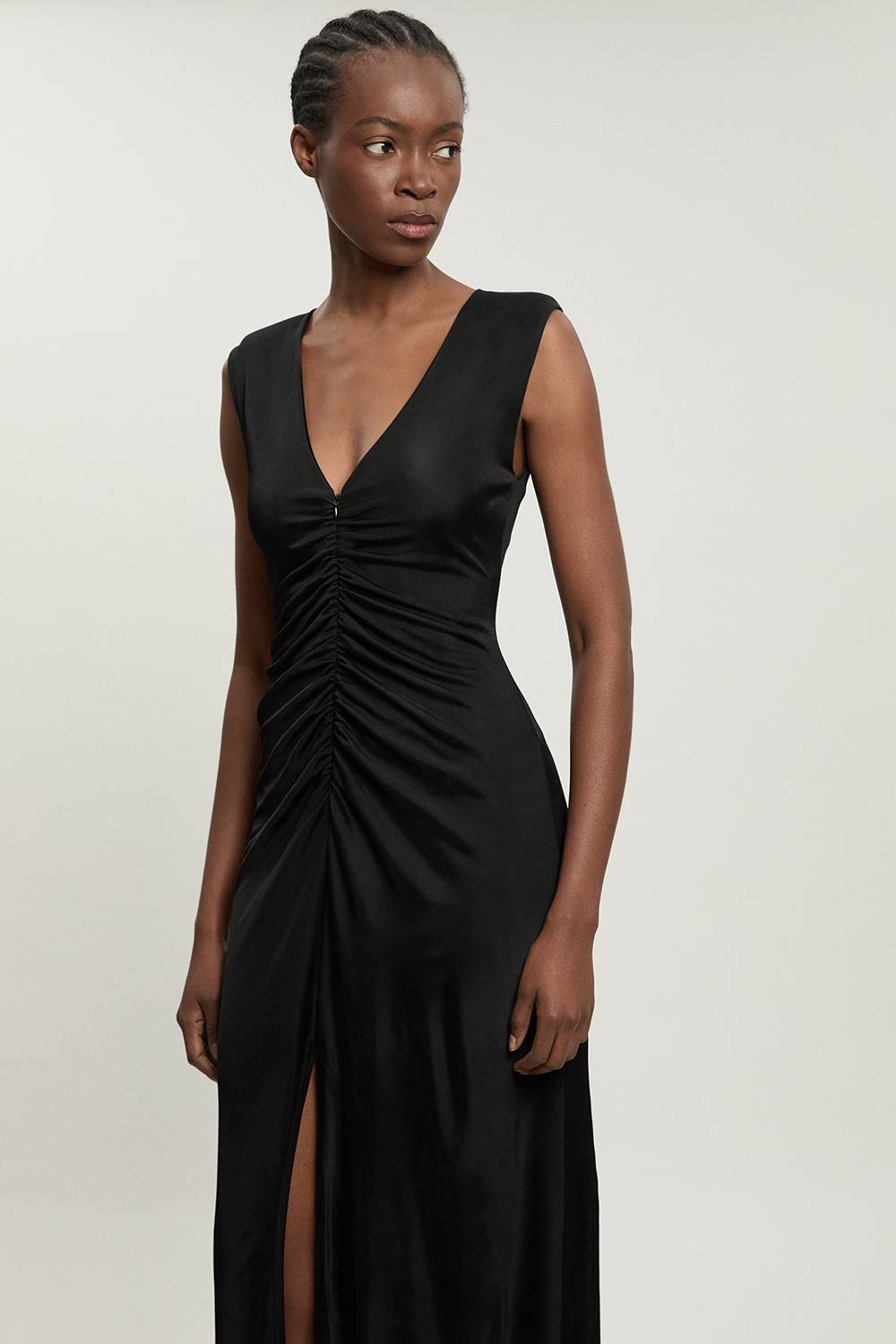 KarenMillen Robe En Crêpe De Viscose À Encolure Plongeante Et Fronces Sur Le Devant