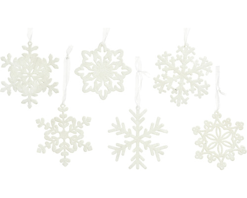 Glitter sneeuwvlok hanger, Ø 10 cm, wit