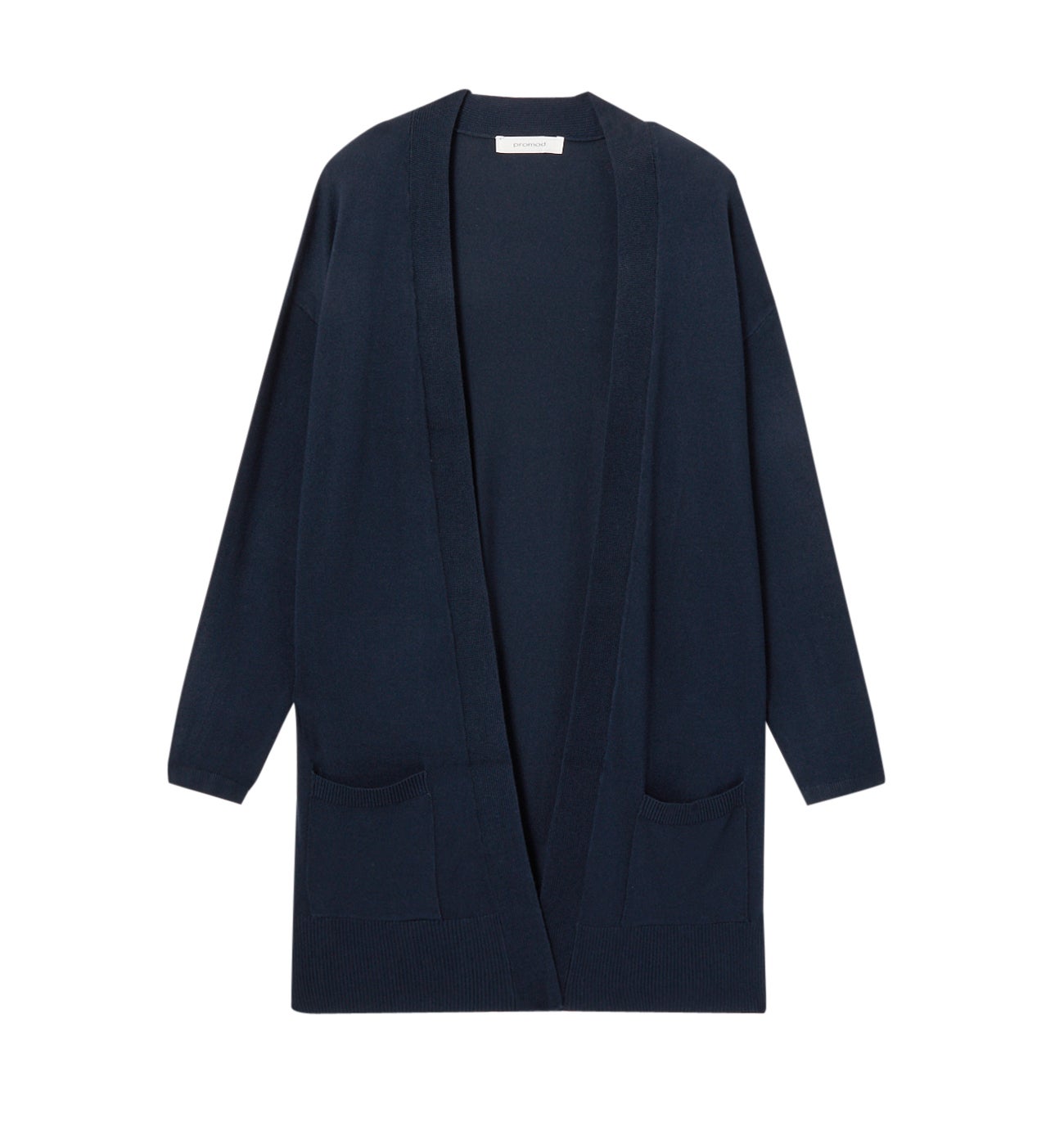 Long gilet en maille fine - Marine