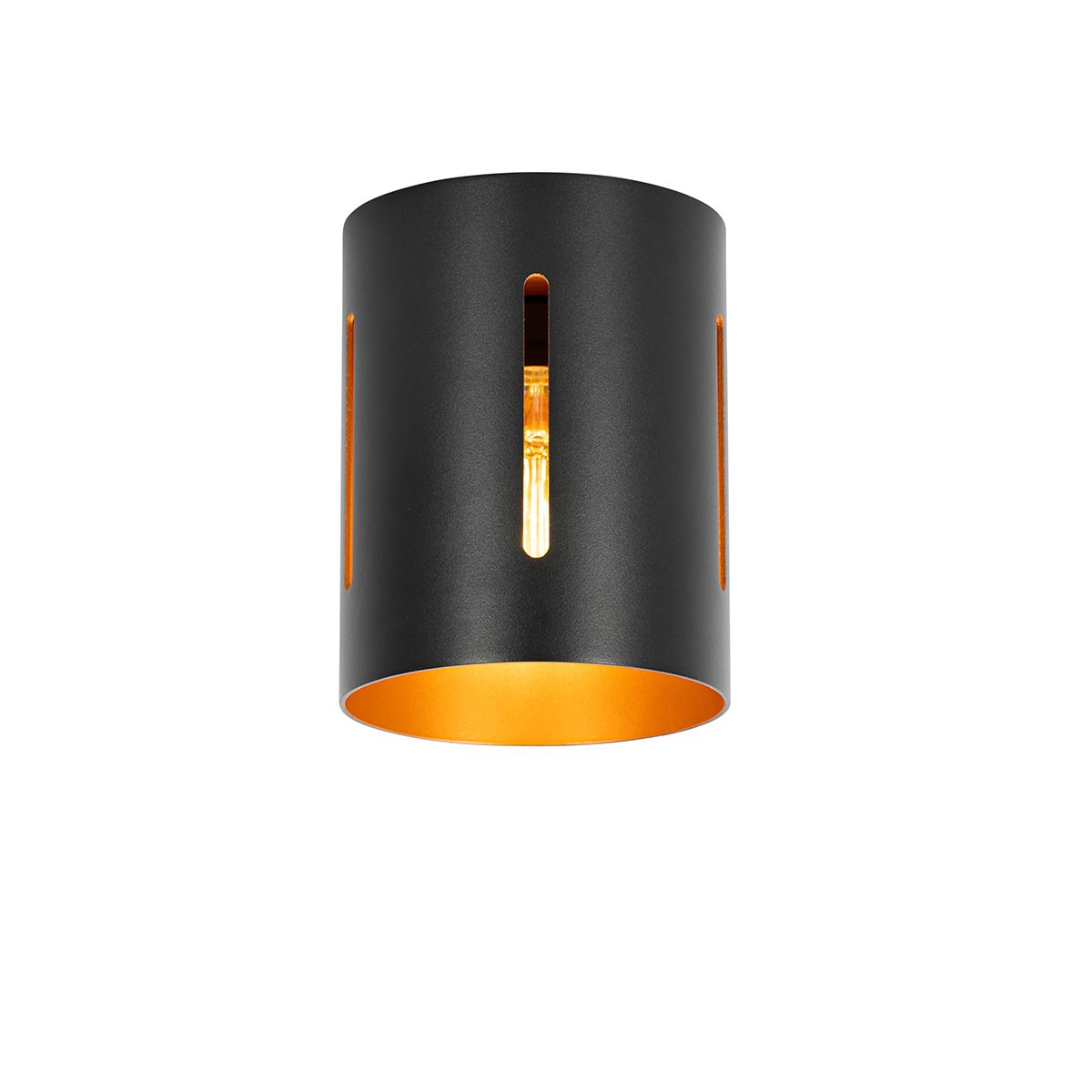 Design plafondlamp zwart met gouden binnenkant - Yana