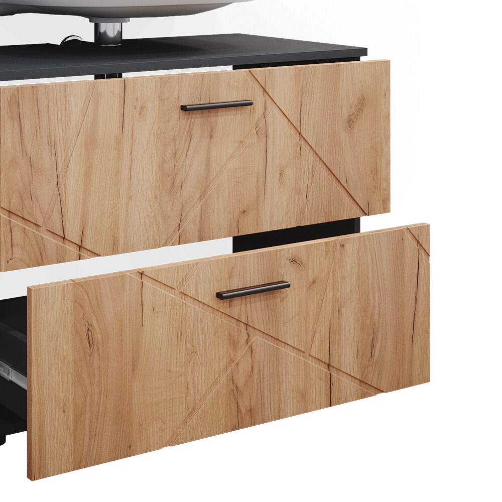 Vicco Badmöbelset Irma Anthrazit Eiche modern 80 cm Badezimmerschrank Badschrank Badezimmermöbel Waschtischunterschrank Spiegelschrank Schranktür Schrankfach Schrankschublade Ablage Aufbewahrung