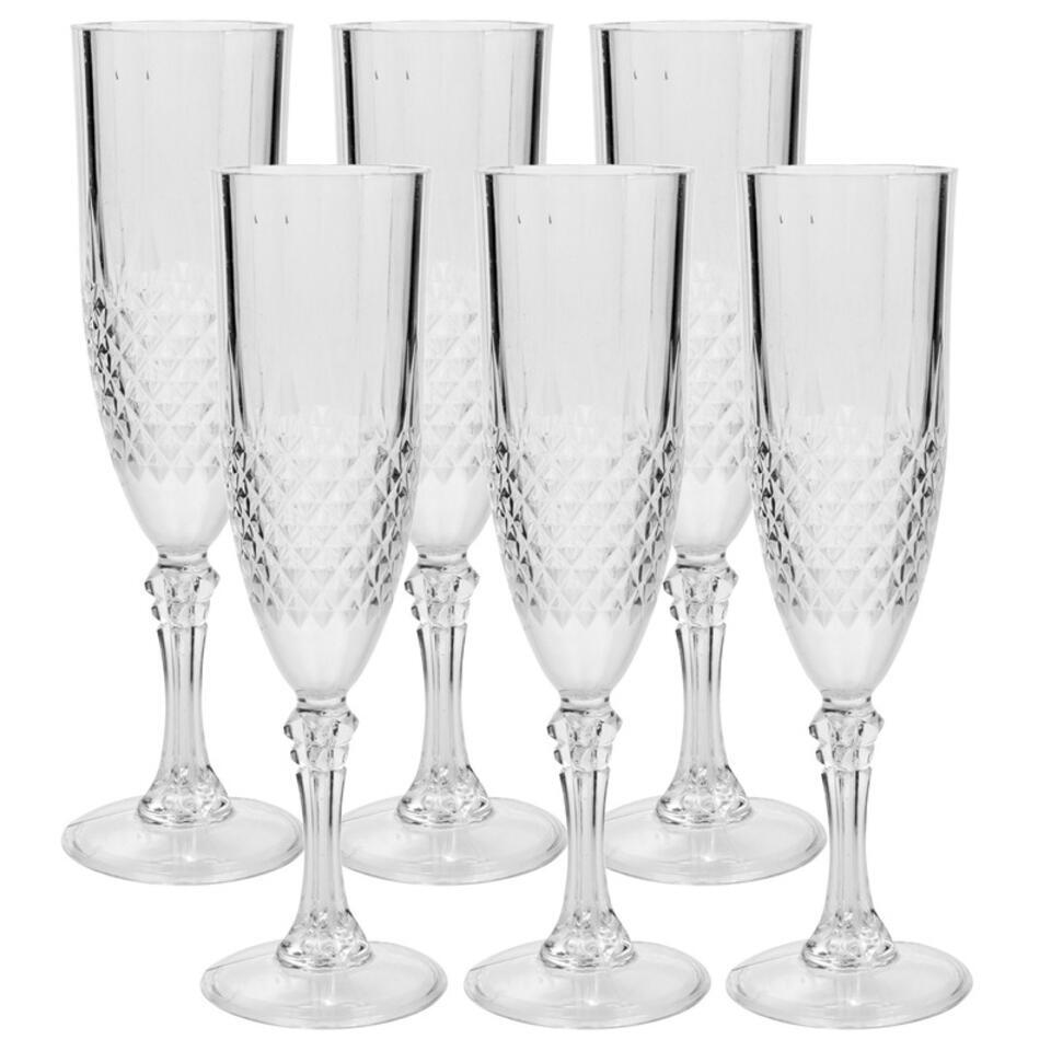 Champagneglazen - 6 stuks - glas - 200 ml