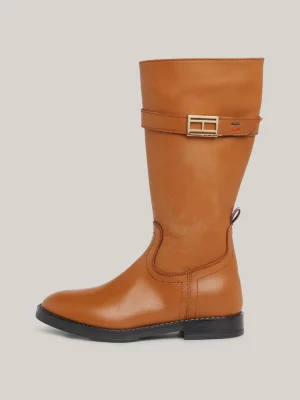 Botas de couro até o joelho com fivela
